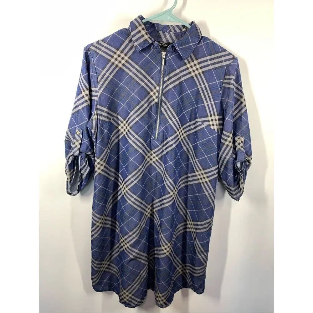 Mlle Gabrielle 3/4 Sleeve Plaid Midi Dress Size Medium
